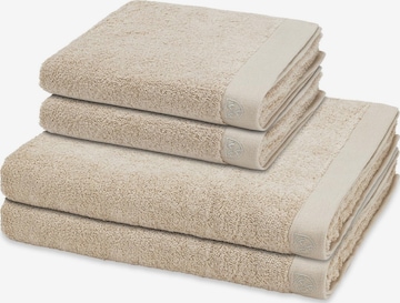 ROSS Towel 'Doubleface Stripes' in Beige: front
