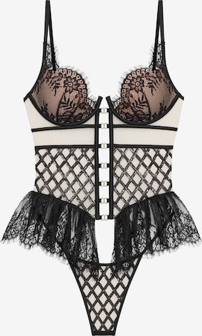 GOD SAVE QUEENSBodi 'Valentina Corseted Bodysuit' - crna boja: prednji dio