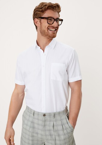 s.Oliver Regular fit Button Up Shirt in White: front