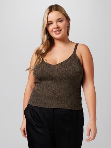 A LOT LESS Knitted top 'Justine' in Brown: front