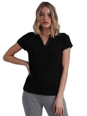 admas - Top 'ADMAS Camiseta Manga Corta Tapeta Raso para Mujer' en negro: frente
