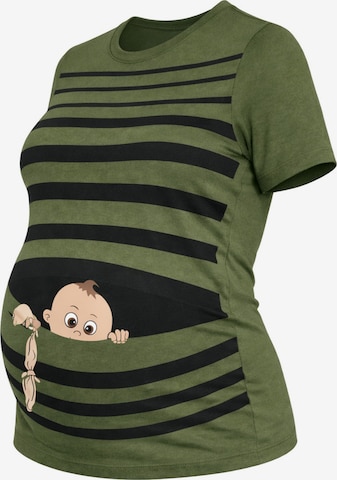 M.M.C. Shirt 'Baby Flucht Umstandsshirt' in Green: front