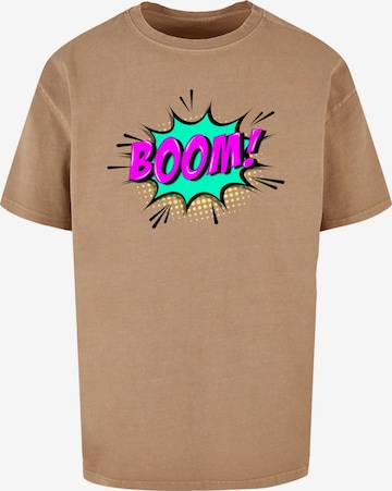 T-Shirt 'Boom Comic' Merchcode en beige : devant