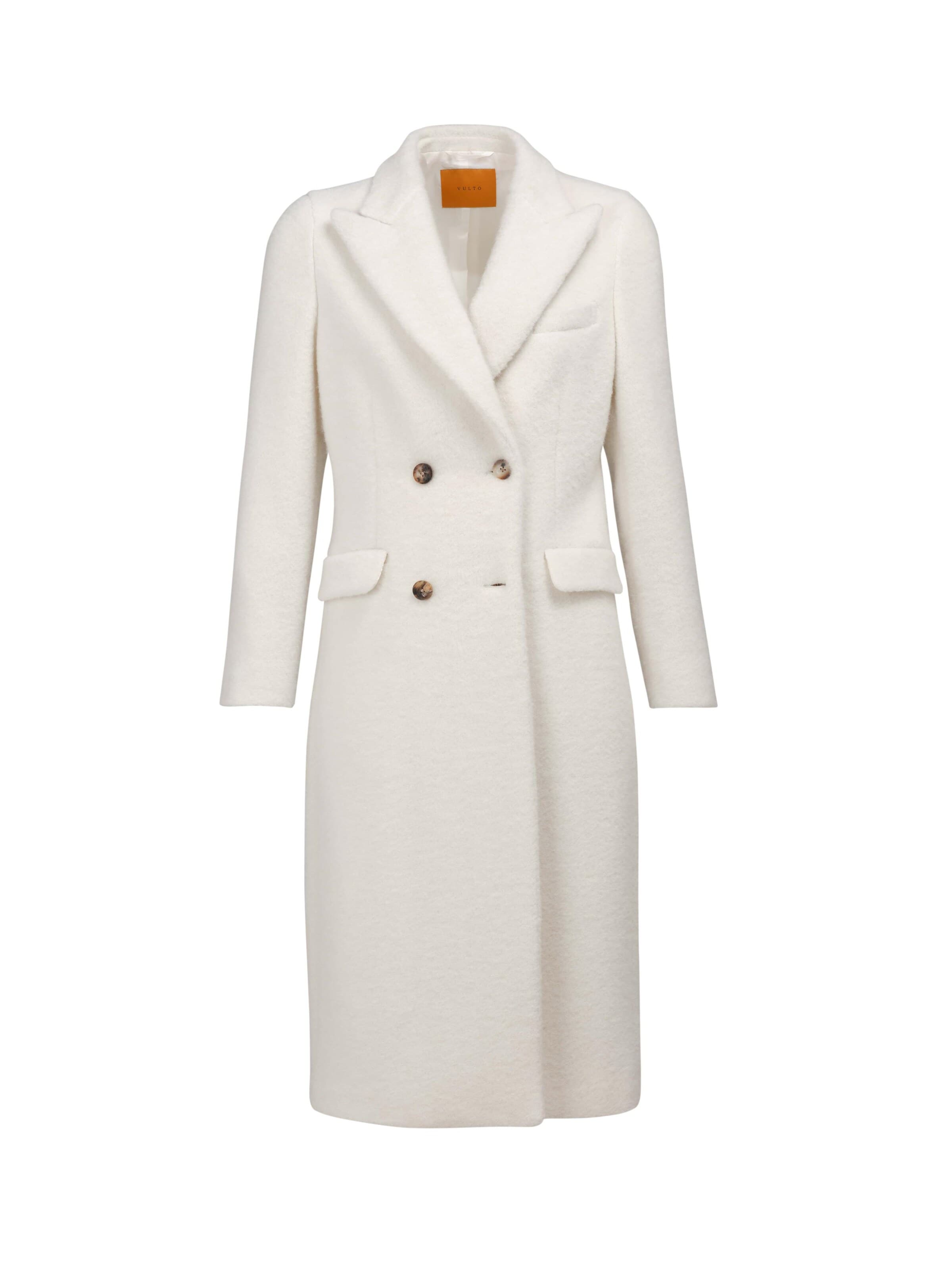 Manteau d’hiver 'White Alpaca Double-Breasted Coat' Vulto en blanc : devant