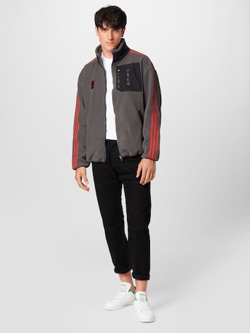 ADIDAS PERFORMANCE Athletic Fleece Jacket 'Fc Bayern Lifestyler' in Grey