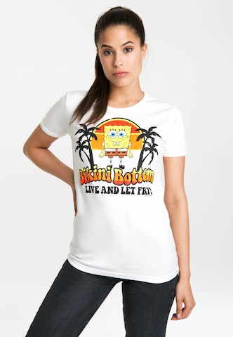LOGOSHIRT Shirt 'Spongebob – Bikini Bottom' in White: front