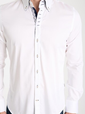 Slim fit Camicia business 'Roma Satin Man Shirt Green' di 7Camicie in bianco