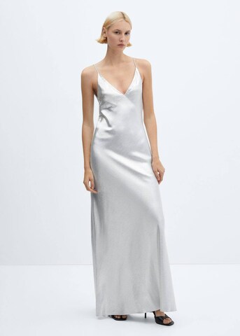 MANGO Evening Dress 'Marta' in Silver: front