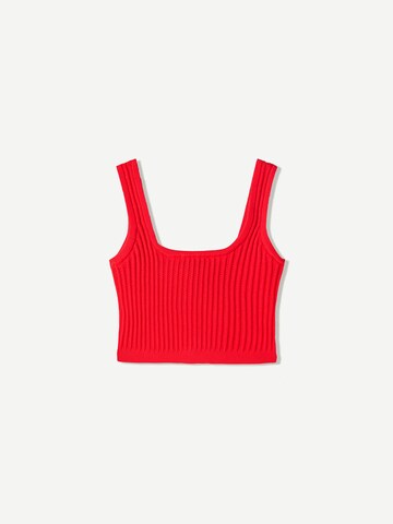 Bershka Vyšívaný top - Červená
