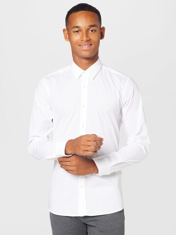 HUGO - Ajuste estrecho Camisa 'Elisha' en blanco: frente