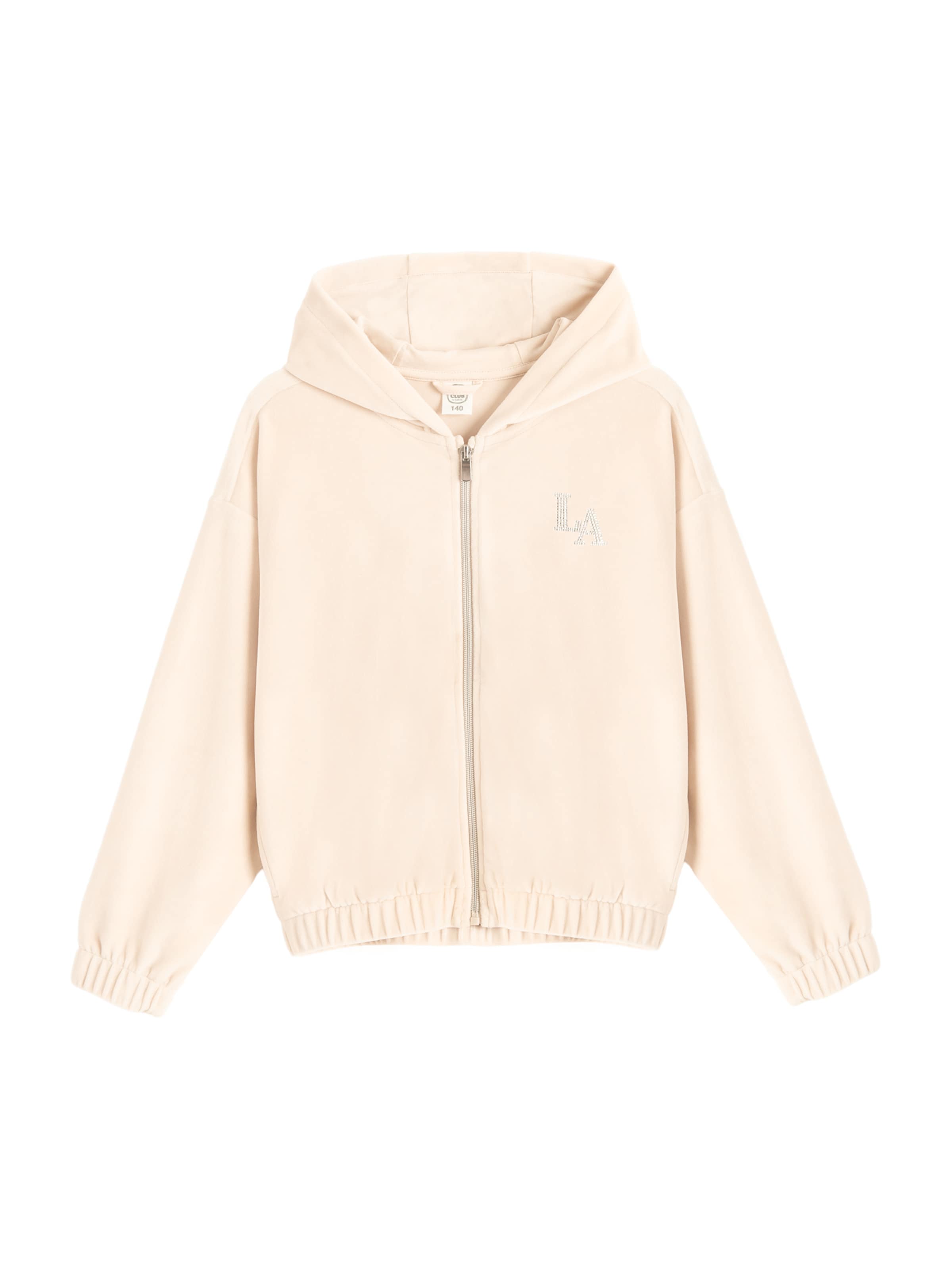 Hanorac de la Cool Club pe bej: față