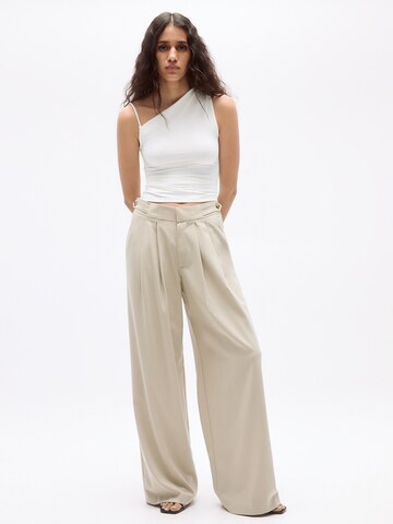 Pull&Bear Wide leg Bandplooibroek in Grijs