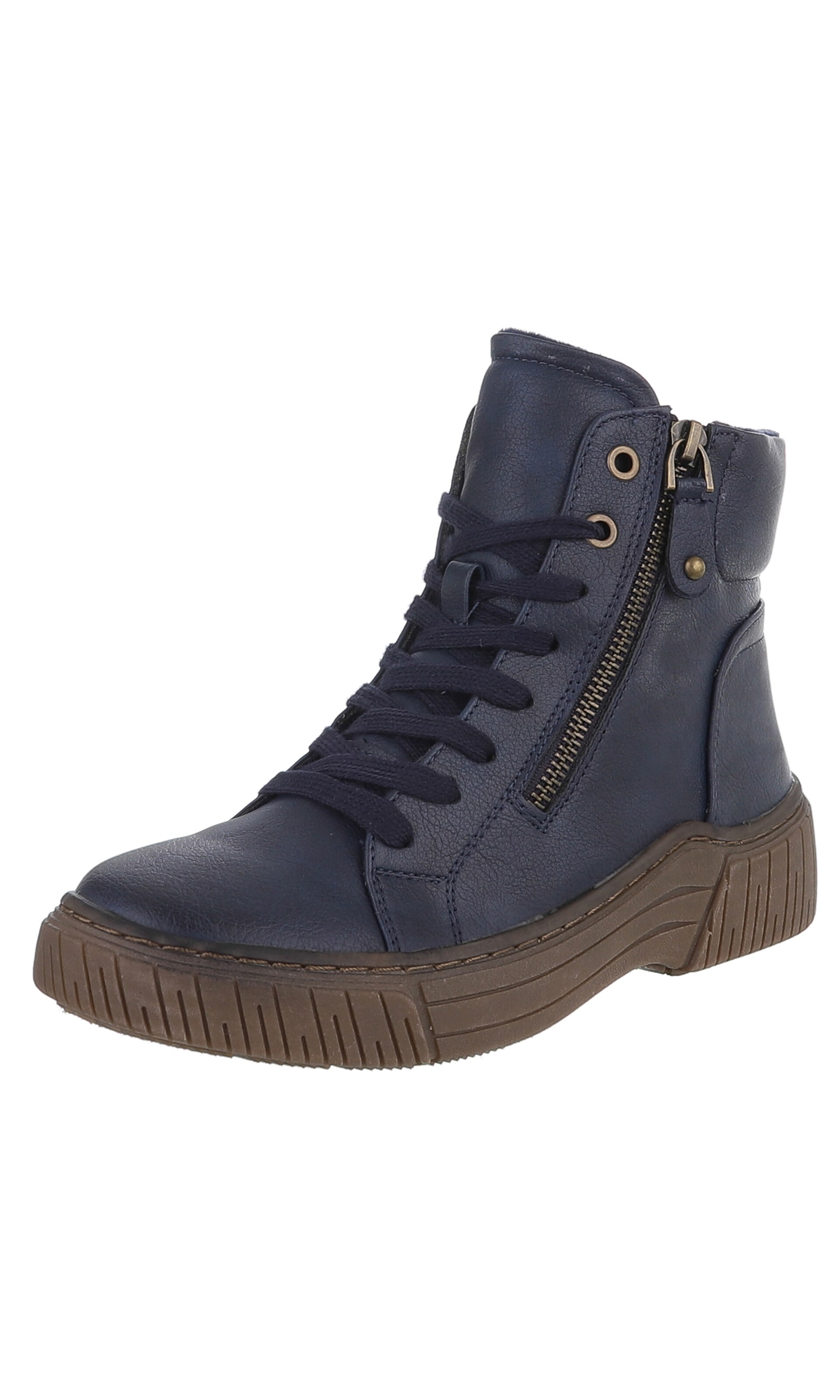 Ital-Design Schnürstiefelette in Blau: Vorderseite
