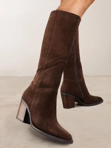 Boots 'Bottes hautes cavalières à talon bloc, en cuir suédé - brown' VERA Collection en marron
