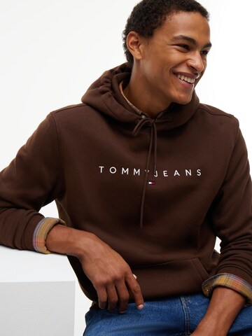 Tommy Jeans - Sweatshirt 'LINEAR' em castanho: frente