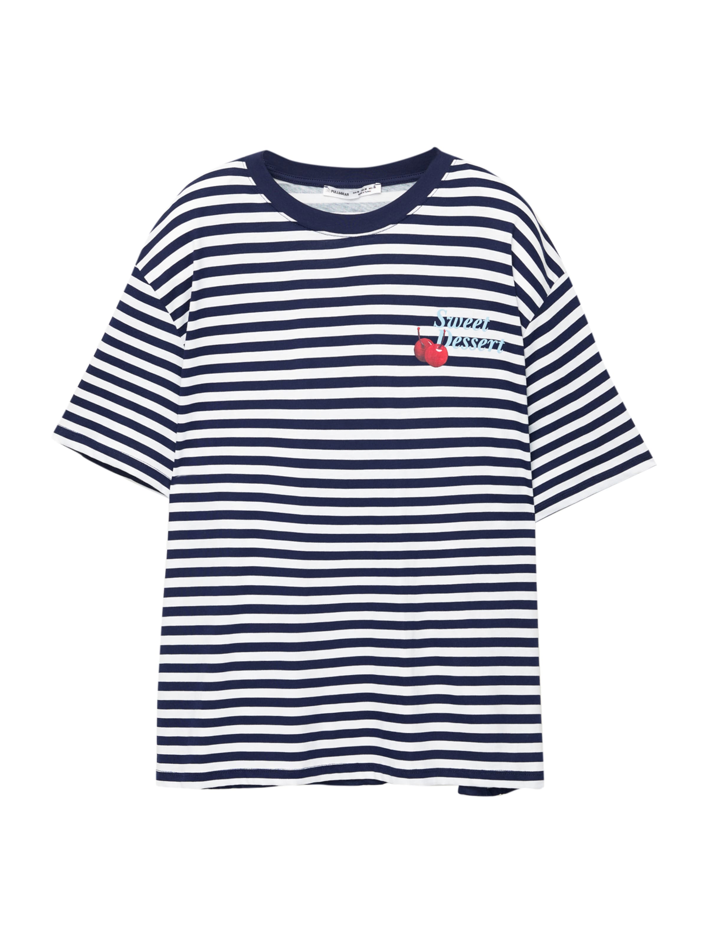 Pull&Bear T-Shirt in navy / hellblau / rot / weiß, Produktansicht
