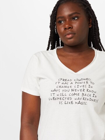 ONLY Carmakoma Shirt 'QUOTE' in White