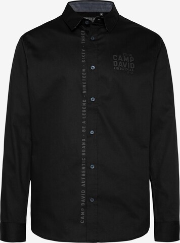 CAMP DAVID Regular fit Button Up Shirt in Black: front