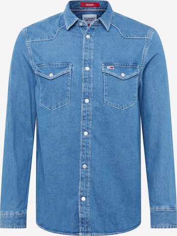 Tommy Jeans Regular fit Button Up Shirt in Blue: front