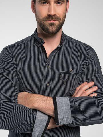 SPIETH & WENSKY Slim fit Traditional button up shirt 'Fellen' in Black