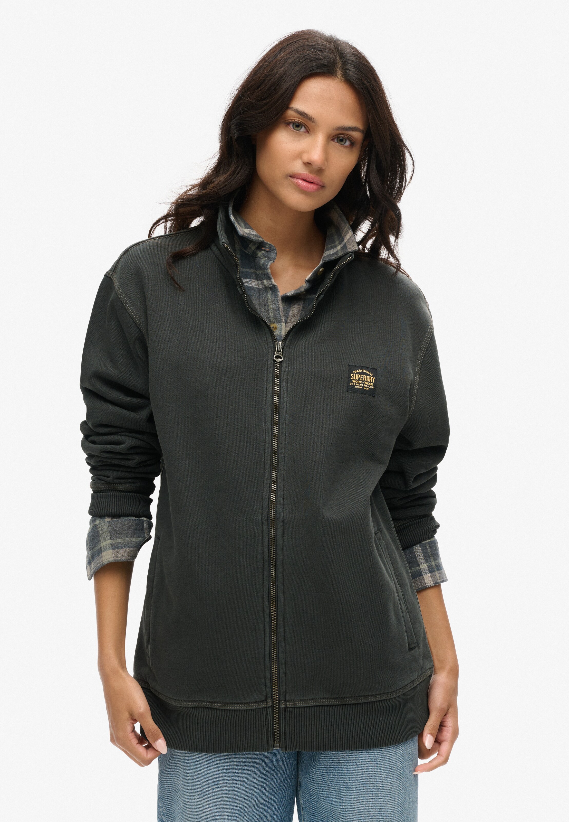 Superdry Sweatvest in Zwart: voorkant