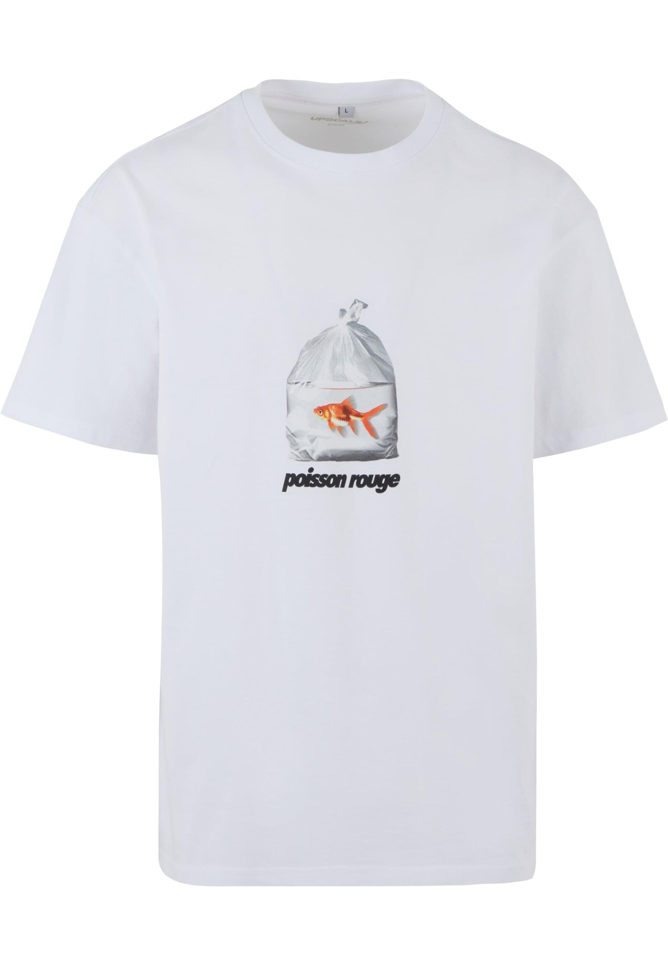 MT Upscale Shirt 'Poisson Rouge' in Wit: voorkant