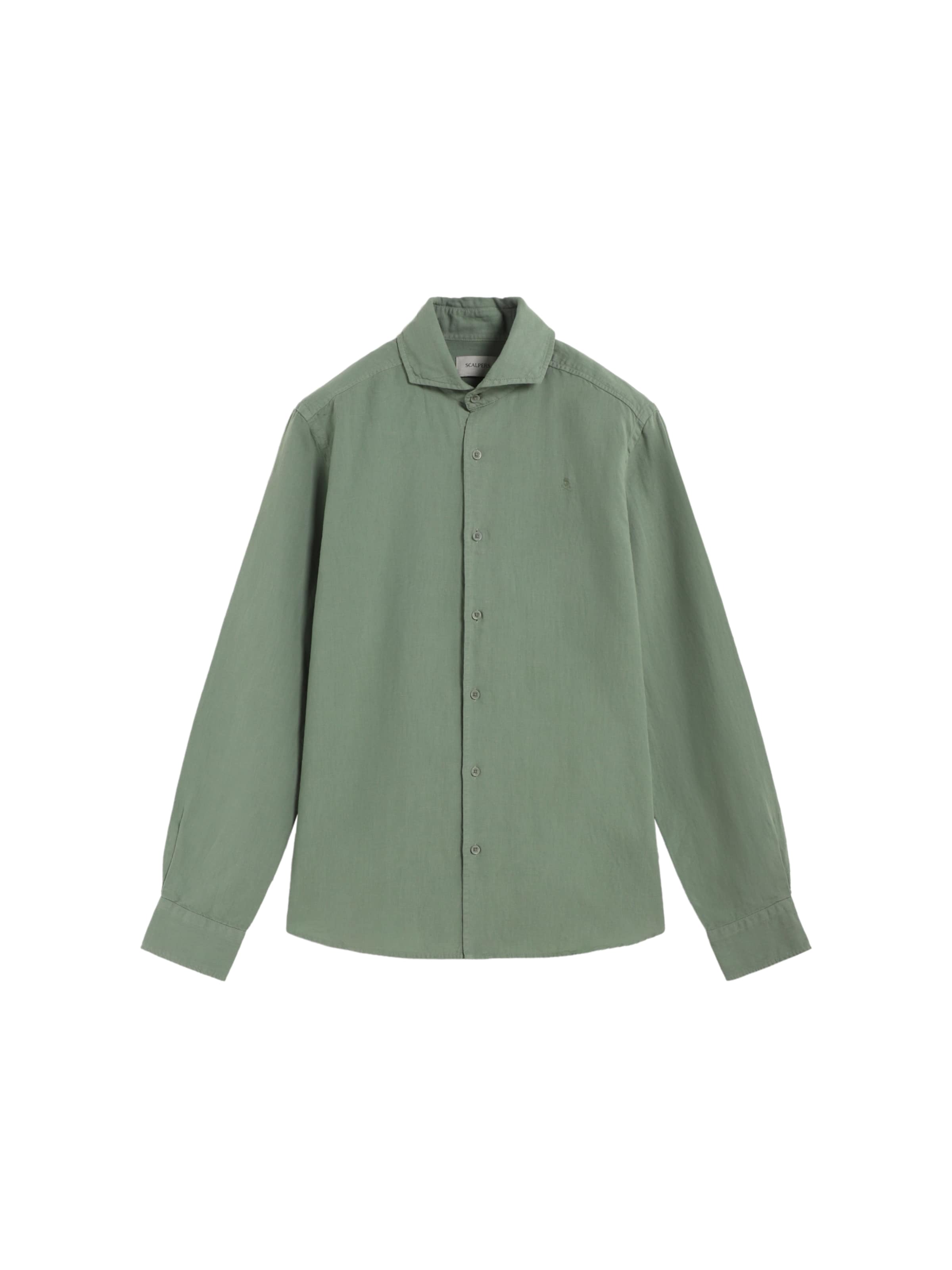 Scalpers Regular Fit Vintage Linen Shirt ' ' in Grün: Vorderseite