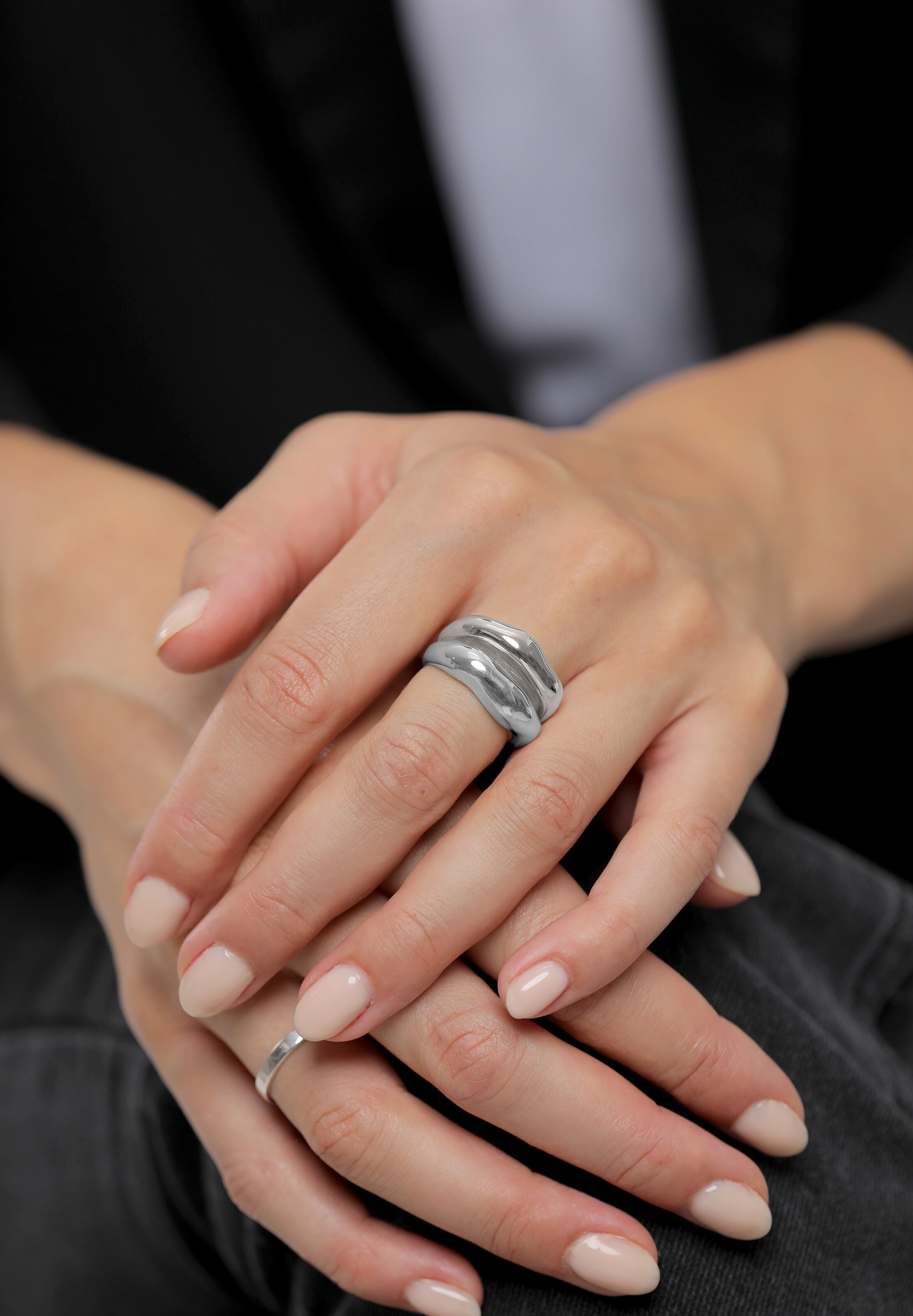 ELLI PREMIUM Ring 'Chunky Organic' in Silber