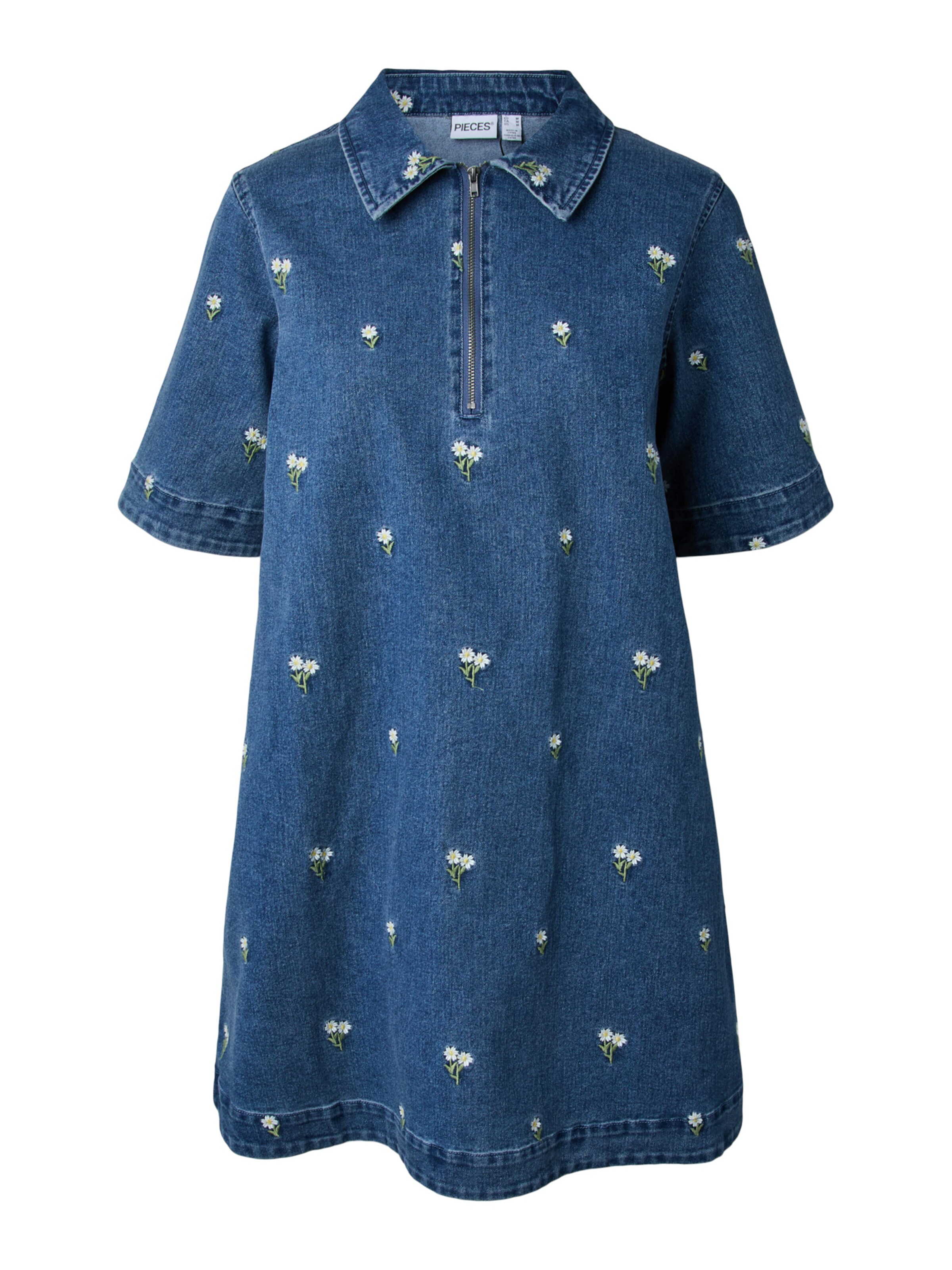 PIECES Blousejurk 'PCFLORA' in Blauw: voorkant