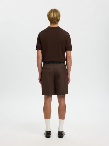 SELECTED Regular Pleat-front trousers in Brown