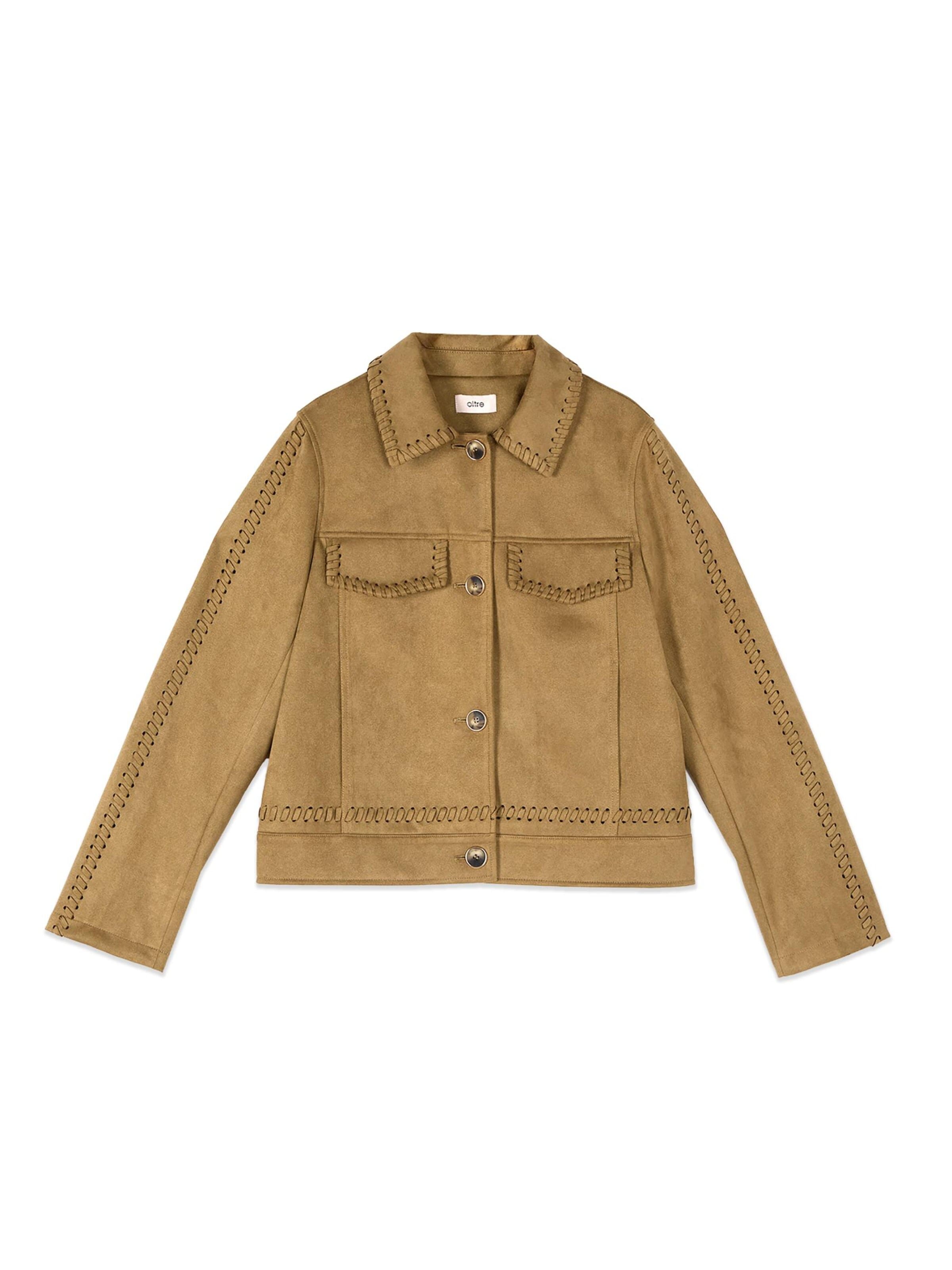 Giacca di mezza stagione di oltre in beige: frontale