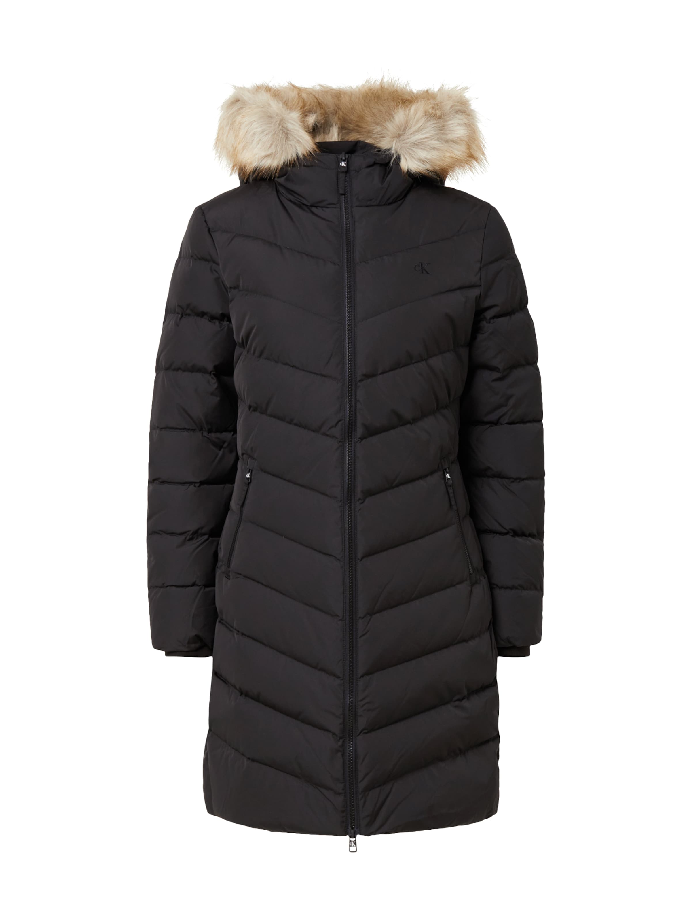 calvin klein long black winter coat