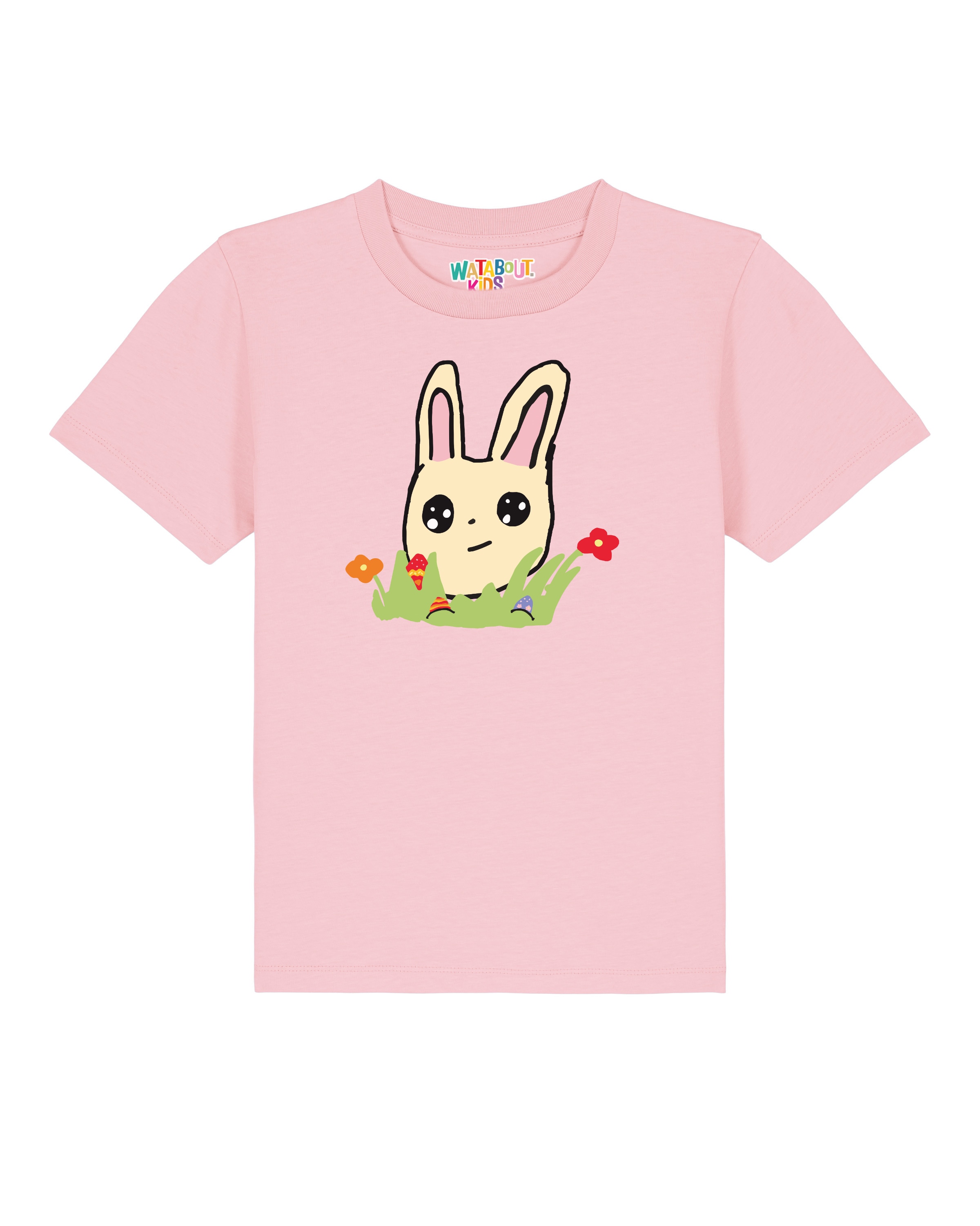 T-Shirt 'Osterhase mit Blumen' watabout.kids en rose : devant