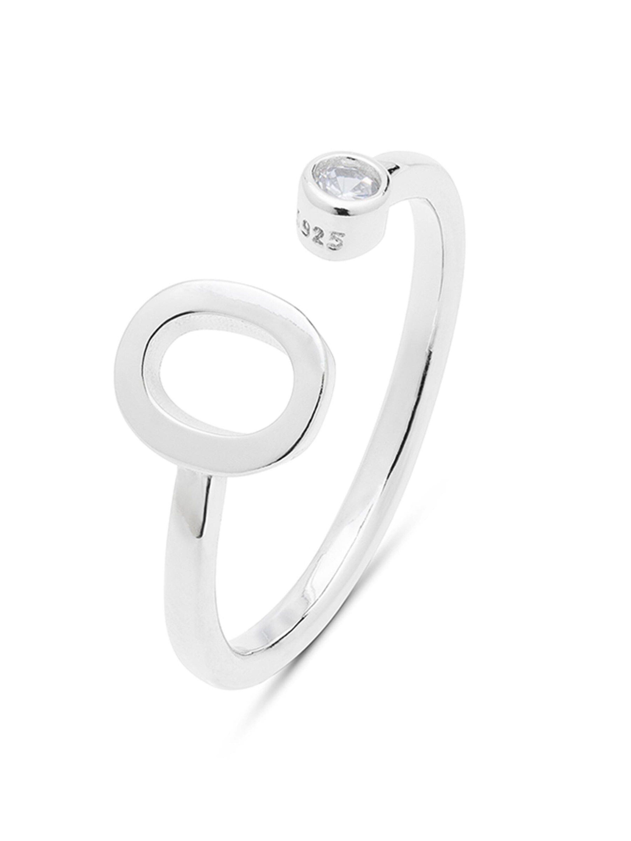 Luxenter Ring 'Alphabet O' in 50-60 in de kleur Zilvergrijs, Productweergave