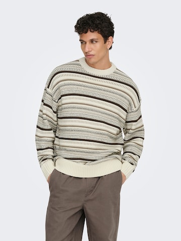 Only & Sons Sweater 'ONSROY' in Beige: front