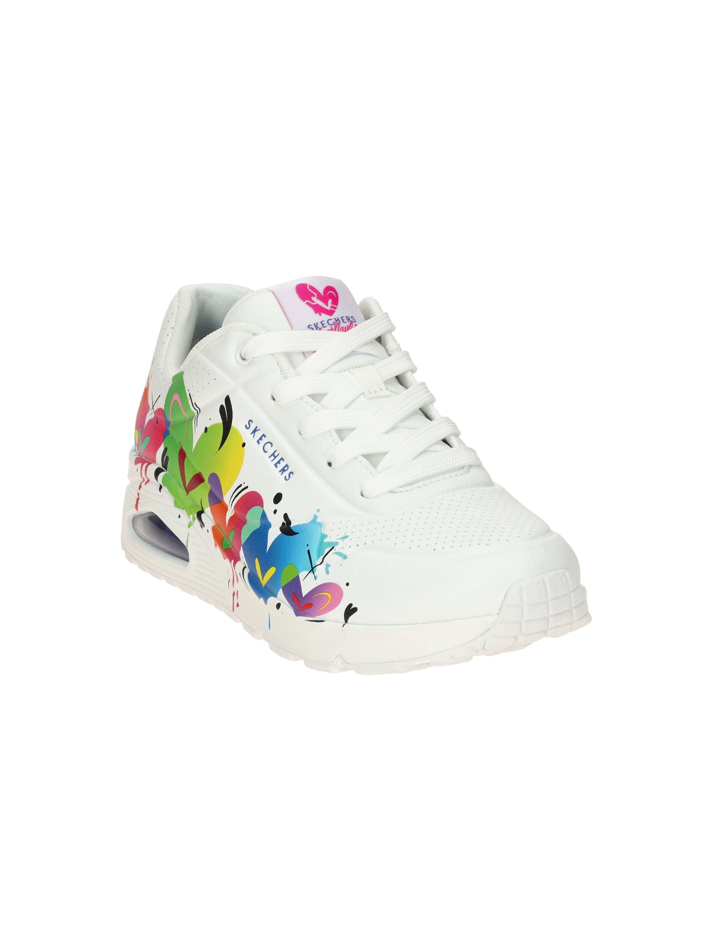 Chaussure à lacets 'Skechers Uno Schuhe weiß bunte Herzen 190008' SKECHERS en blanc