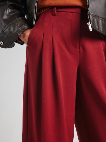 MSCH COPENHAGEN Wide leg Pleat-Front Pants 'Henrika' in Red