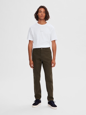 SELECTED HOMME Slim fit Chino trousers 'Miles Flex' in Green