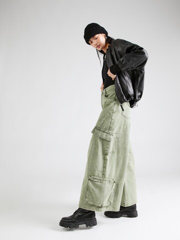 TOPSHOP Wide leg Τζιν cargo σε πράσινο