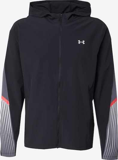 UNDER ARMOUR Sportska jakna 'Velociti Storm' u bazalt siva / svijetlo crvena / crna / bijela, Pregled proizvoda