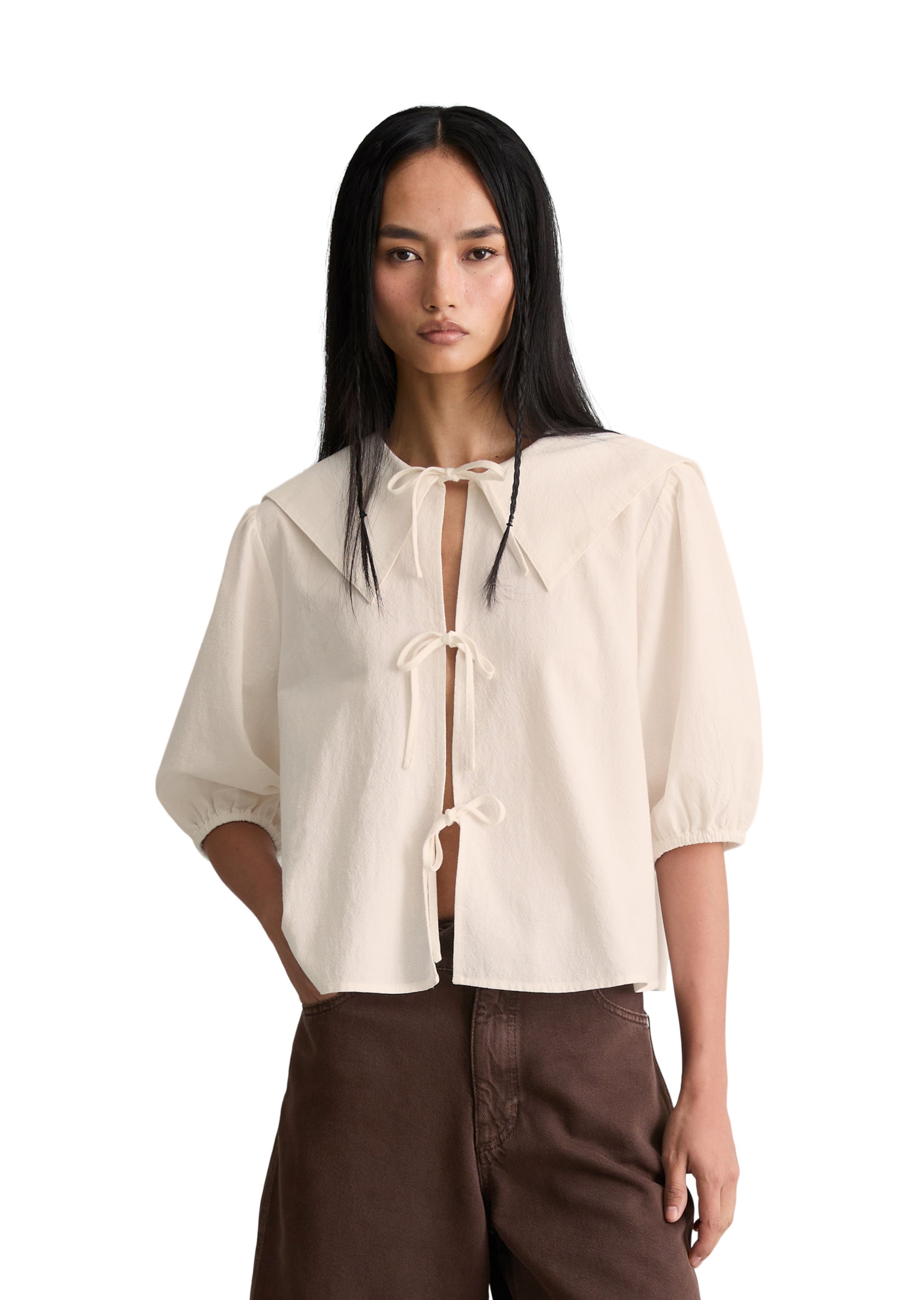 Marc O'Polo DENIM Bluse in Beige: Vorderseite
