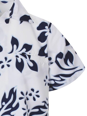 King Kameha Shirt 'Hibiscus White Line'‌‌‌ in Blau