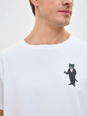 Maglietta 'Mini Dandy Cat' di Cat e Lolette in bianco