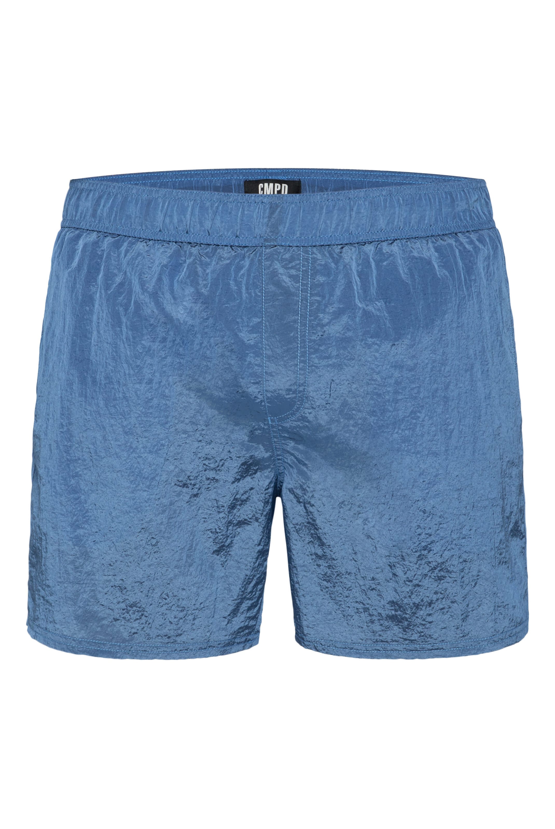 CMPD Badeshorts mit Crinkle-Struktur in Blau: Vorderseite