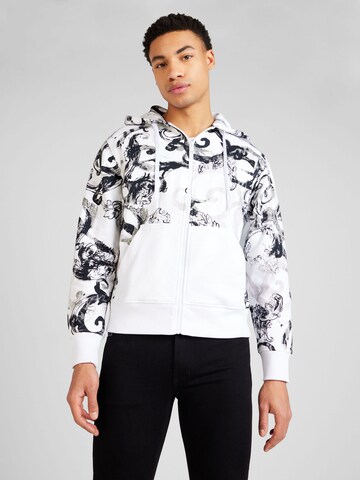 Versace Jeans Couture Zip-Up Hoodie in White: front
