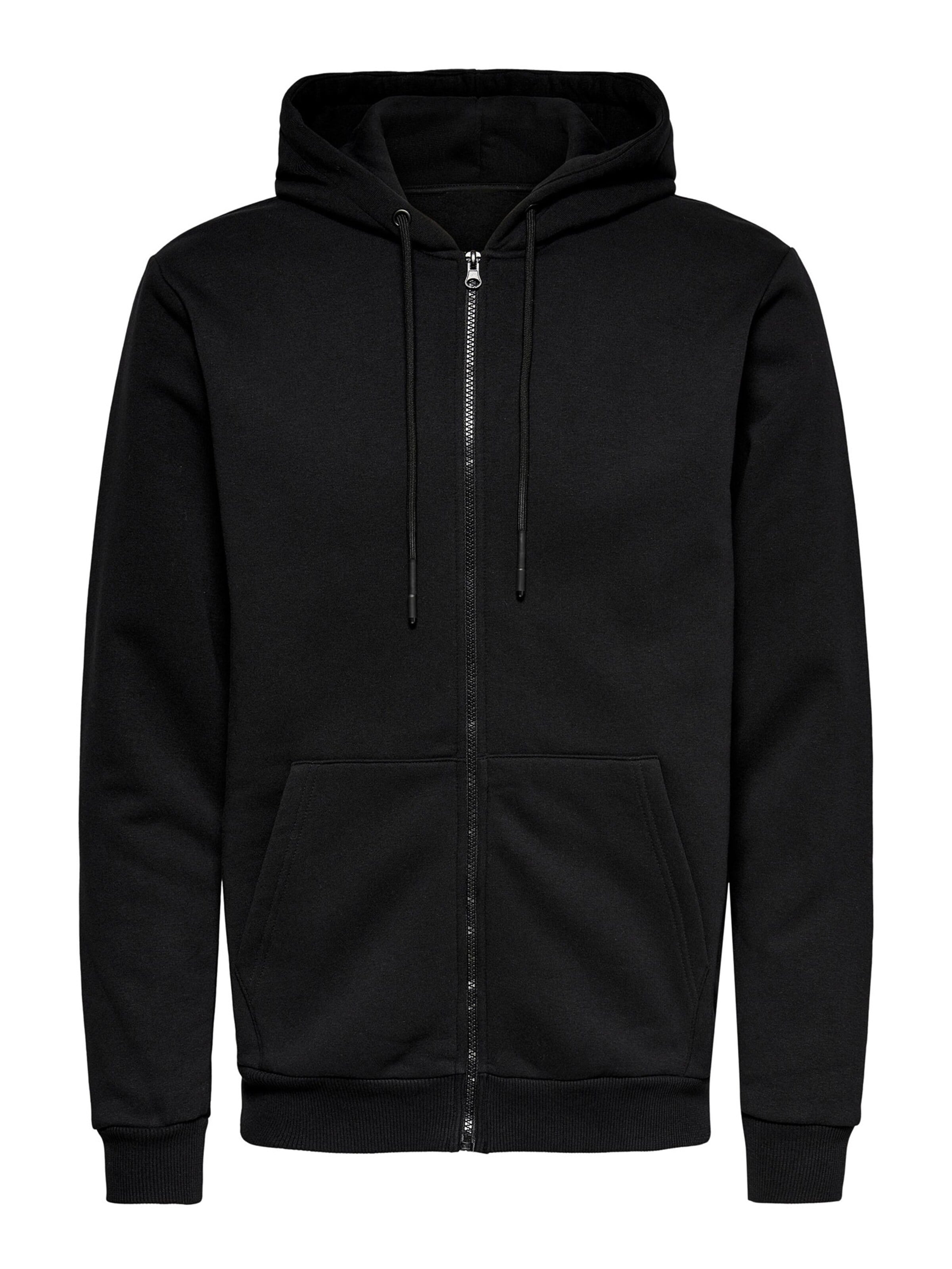 Coupe regular Veste de survêtement 'Ceres' Only & Sons en noir : devant