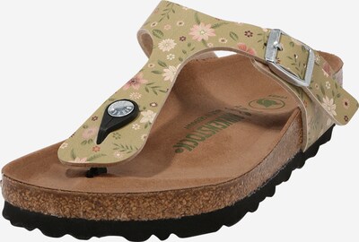 BIRKENSTOCK Sandalias de dedo 'Gizeh' en caqui / verde hierba / talco / rosa pastel, Vista del producto