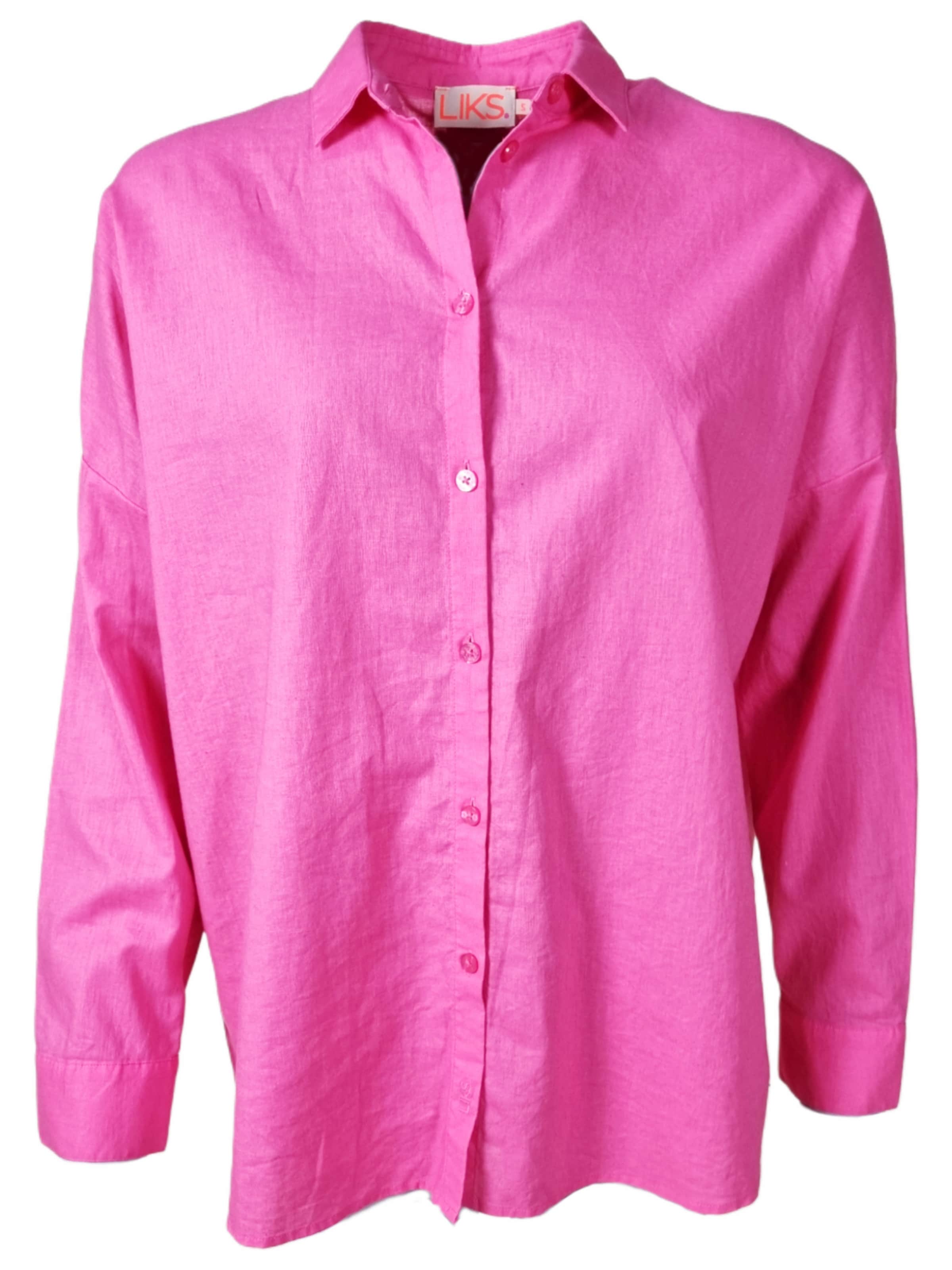 LIKS. Munich Blouse 'Bluse Leinen' in Roze: voorkant