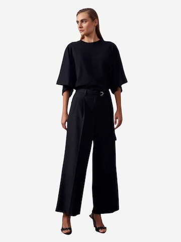 Dilvin Wide leg Broek in Zwart: voorkant