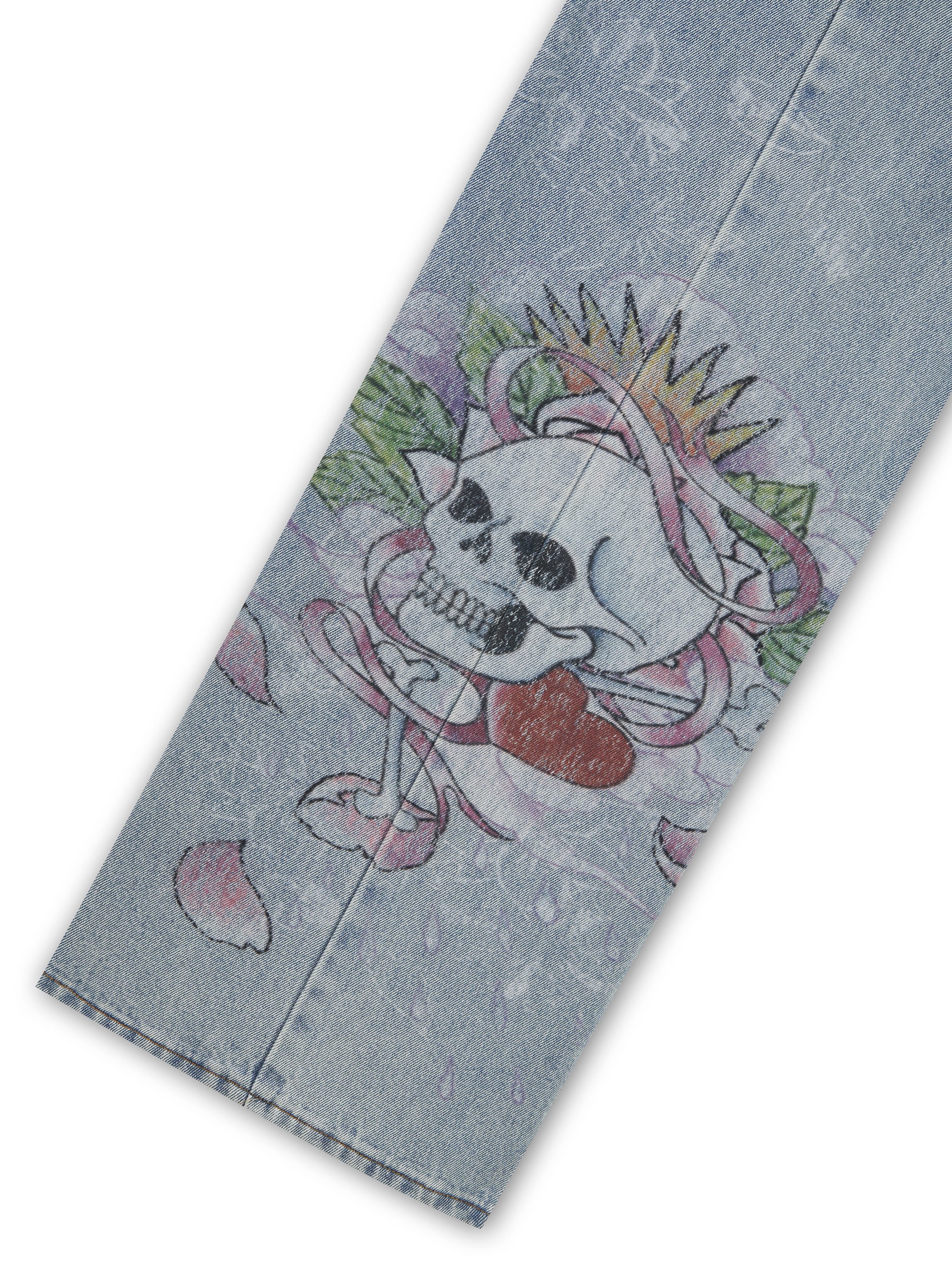Ed Hardy Wide leg Jeans 'Cherry Skull' in Blauw